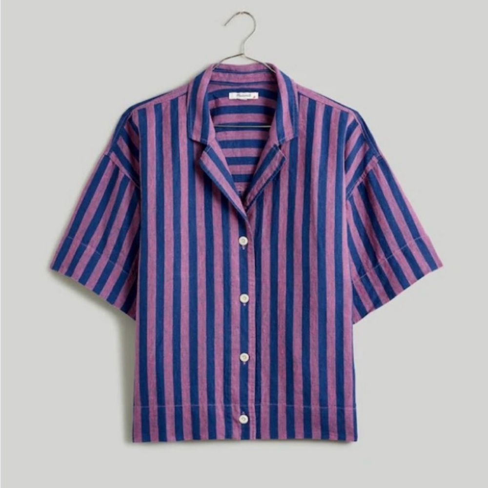 Madewell Purple and Pink Striped Button Down Shirt